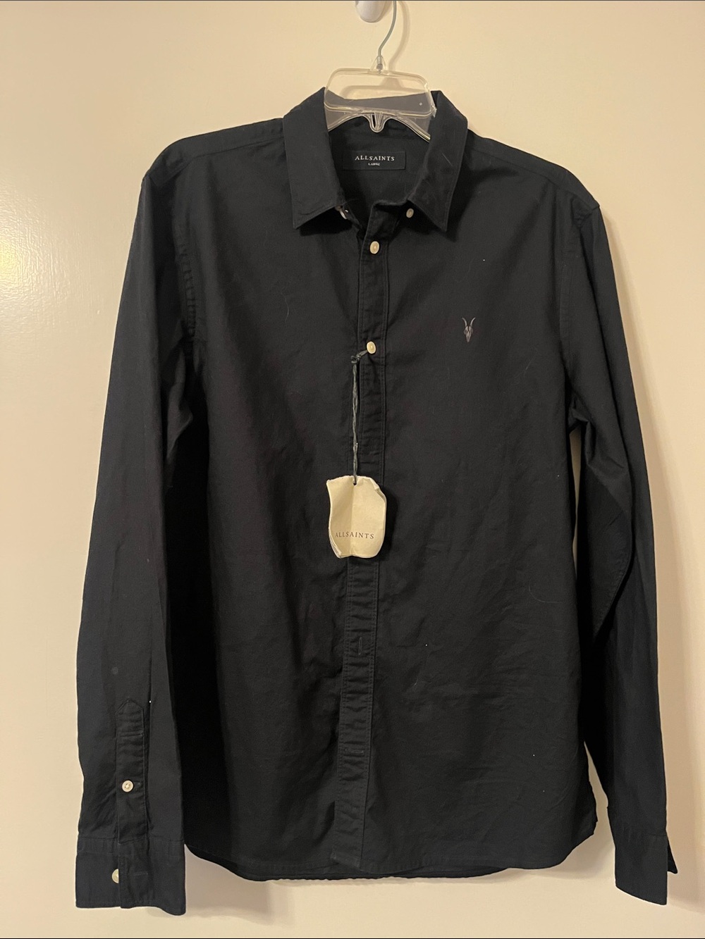 All Saints Black Button-Down Long-Sleeve Shirt